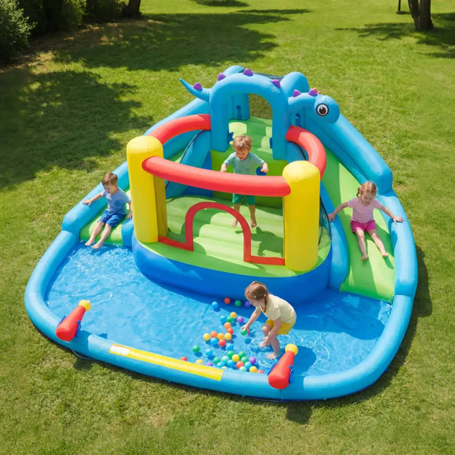 Dinosaur-themed Inflatable Water Slide Park Kids Inflatable Bounce House - Multicolor - Inflatable Water Slides