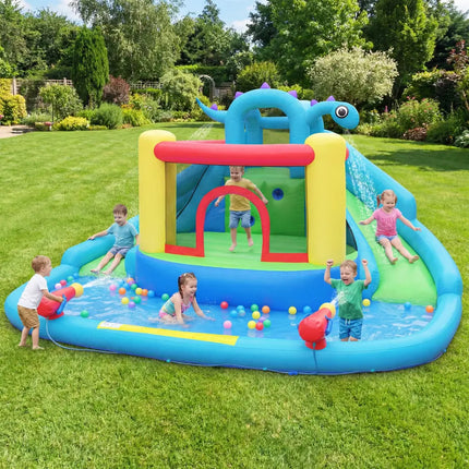 Dinosaur-themed Inflatable Water Slide Park Kids Inflatable Bounce House - Multicolor - Inflatable Water Slides