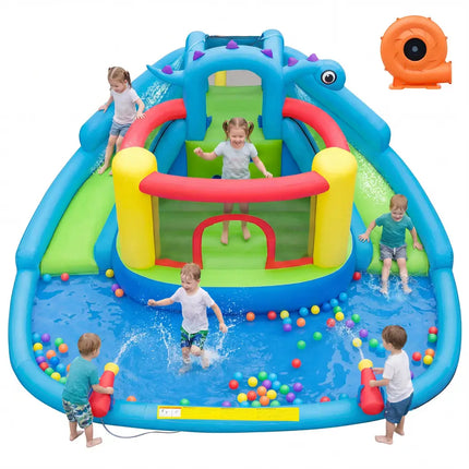 Dinosaur-themed Kids Inflatable Bounce House Inflatable Water Slide Park - Multicolor - Inflatable Water Slides