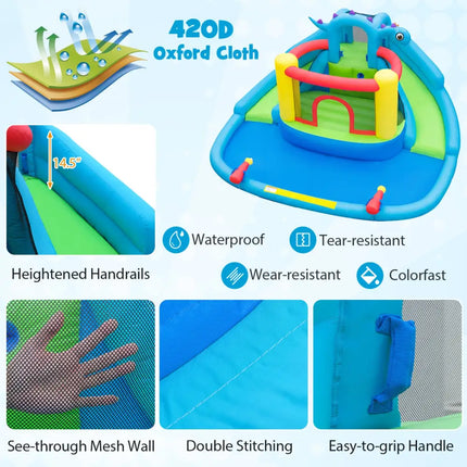 Dinosaur-themed Kids Inflatable Bounce House Inflatable Water Slide Park - Multicolor - Inflatable Water Slides