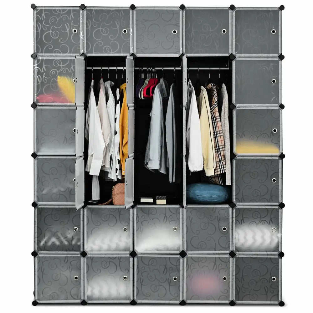 DIY 30 Cube Portable Closet Clothes Wardrobe Cabinet - Transparent - Clothing & Closet Storage
