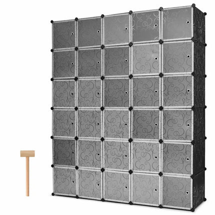 DIY 30 Cube Portable Closet Clothes Wardrobe Cabinet - Transparent - Clothing & Closet Storage