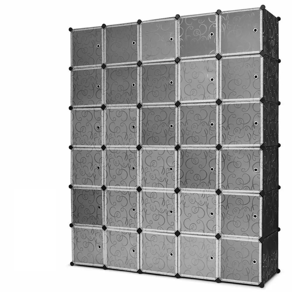 DIY 30 Cube Portable Closet Clothes Wardrobe Cabinet - Transparent - Clothing & Closet Storage