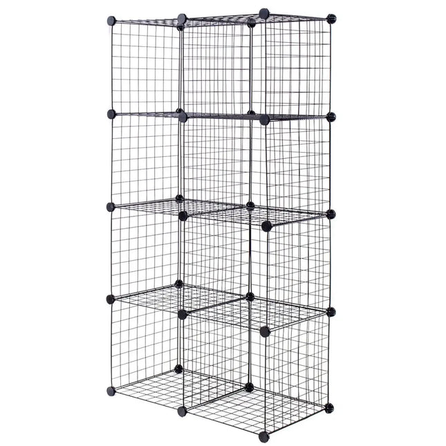 DIY 8 Cube Grid Wire Cube Shelves - Black - Clothing & Closet Storage