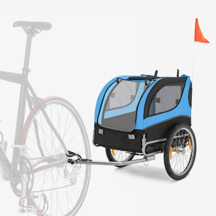 Dog Bike Trailer Foldable Pet Cart with 3 Entrances for Travel - Blue - Oasis Home Essentials