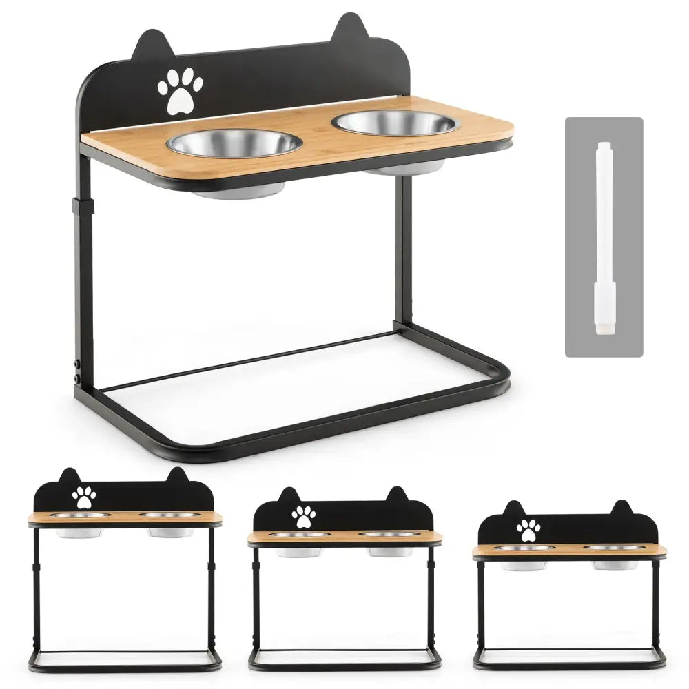 Dog Bowl Stand with 2 Stainless Steel Food Water Bowls - Dog Supplies
