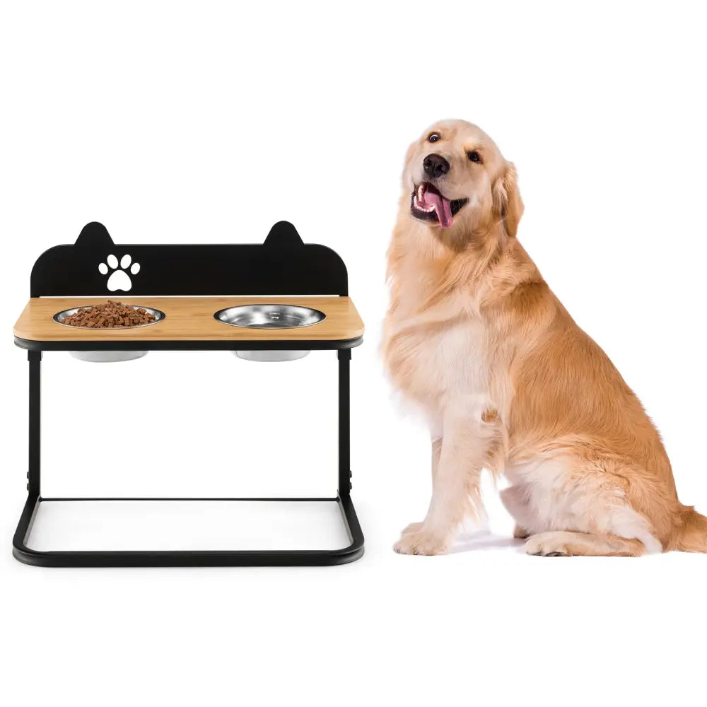 Dog Bowl Stand with 2 Stainless Steel Food Water Bowls - Dog Supplies