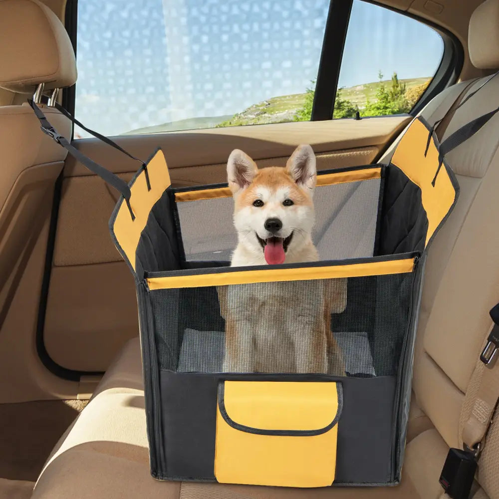 Dog Car Seat Cover with Mesh Window for Small and Medium Dogs-Black - Black - Dog Supplies