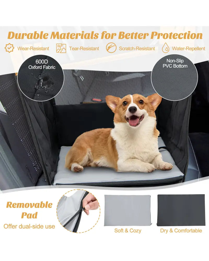 Dog Car Seat Cover with Mesh Window for Small and Medium Dogs-Black - Black - Dog Supplies