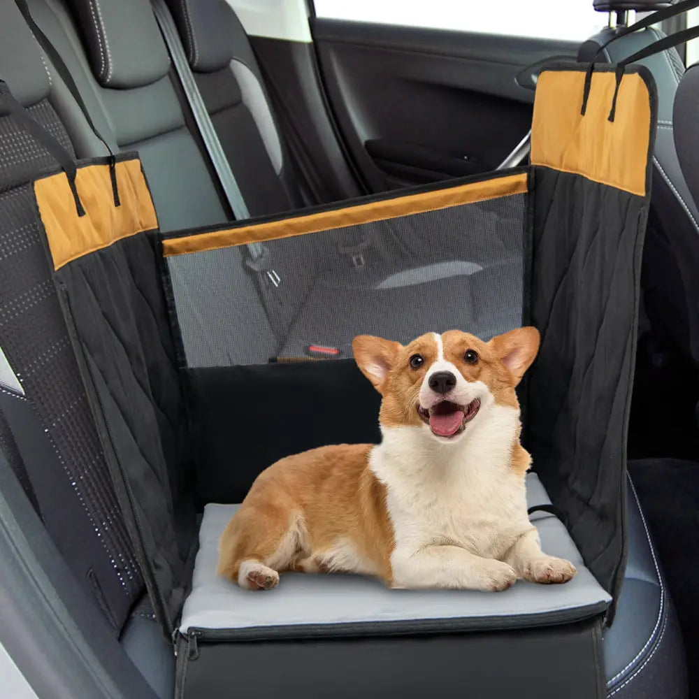 Dog Car Seat Cover with Mesh Window for Small and Medium Dogs-Black - Black - Dog Supplies