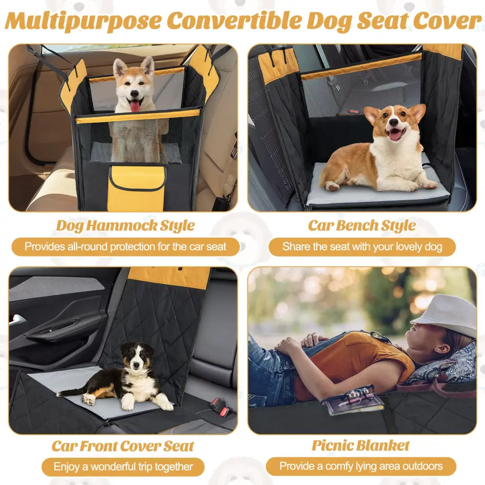 Dog Car Seat Cover with Mesh Window for Small and Medium Dogs-Black - Black - Dog Supplies