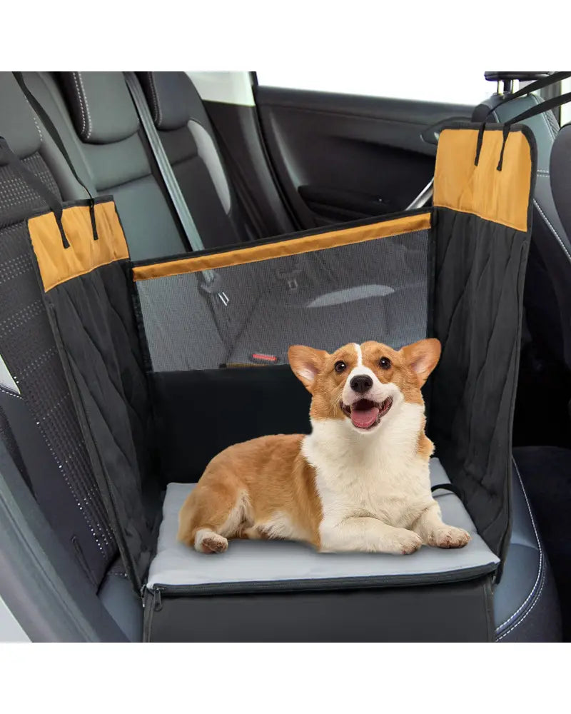 Dog Car Seat Cover with Mesh Window for Small and Medium Dogs-Black - Black - Dog Supplies