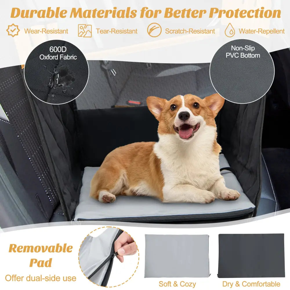 Dog Car Seat Cover with Mesh Window for Small and Medium Dogs-Black - Black - Dog Supplies