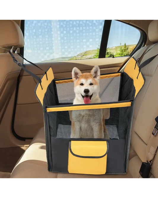 Dog Car Seat Cover with Mesh Window for Small and Medium Dogs-Black - Black - Dog Supplies