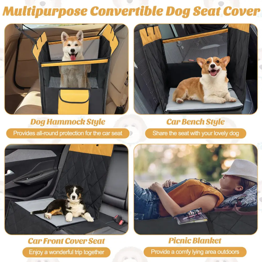 Dog Car Seat Cover with Mesh Window for Small and Medium Dogs-Black - Black - Dog Supplies