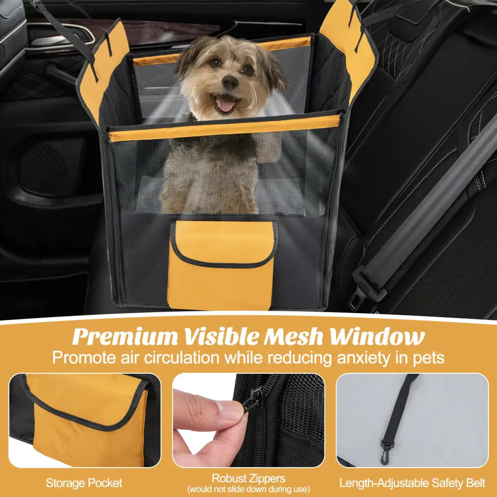 Dog Car Seat Cover with Mesh Window for Small and Medium Dogs-Black - Black - Dog Supplies