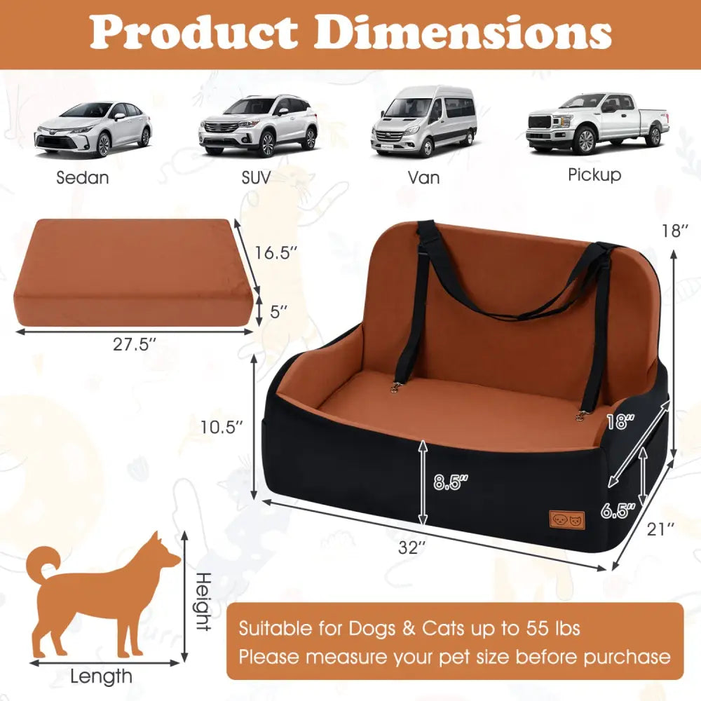 Dog Car Seat Foam Dog Booster Seat for Medium and Large Dogs - Dog Supplies
