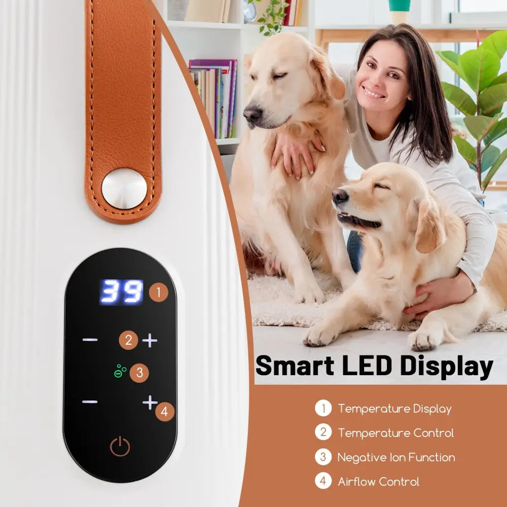 Dog Cat Hair Blower with Negative Ion Function and Adjustable Temperature - White - Dog Supplies