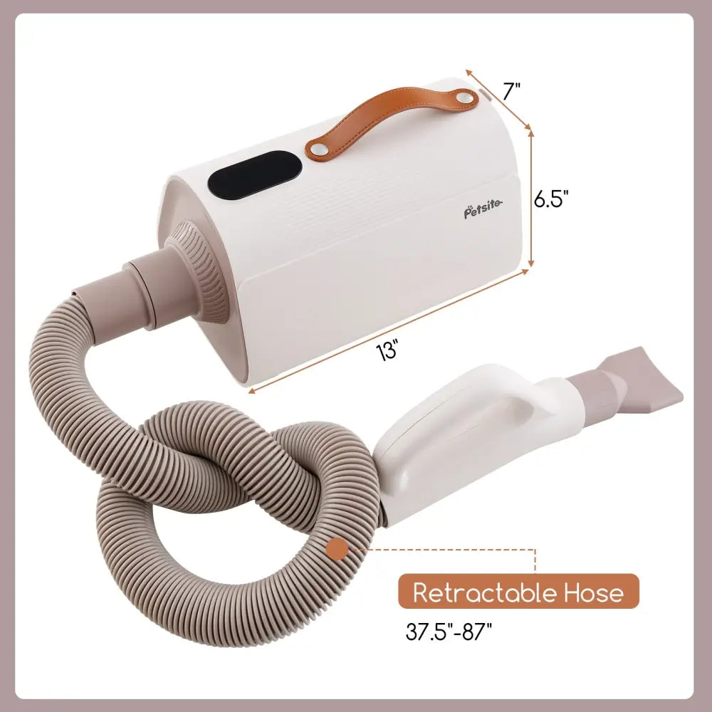 Dog Cat Hair Blower with Negative Ion Function and Adjustable Temperature - White - Dog Supplies