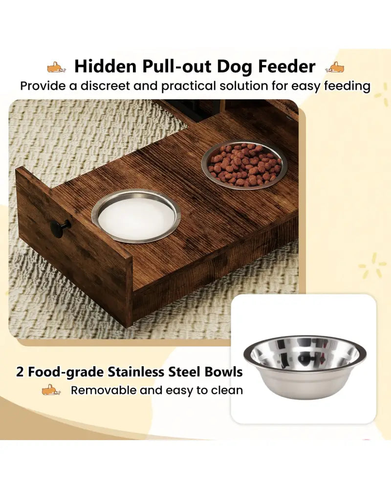 Dog Crate Furniture & Cooling Gel Dog Bed for Small and Medium Dogs - Brown - Dog Kennels