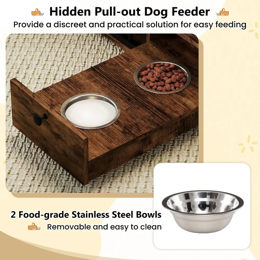 Dog Crate Furniture & Cooling Gel Dog Bed for Small and Medium Dogs - Brown - Dog Kennels