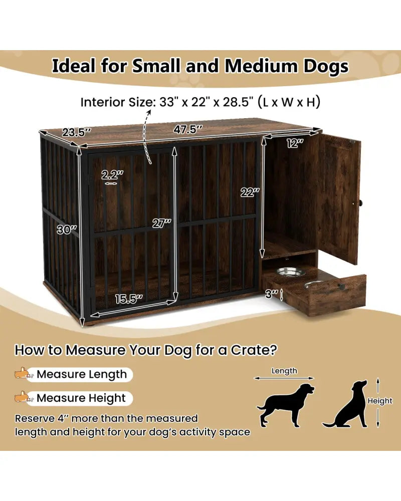 Dog Crate Furniture & Cooling Gel Dog Bed for Small and Medium Dogs - Brown - Dog Kennels