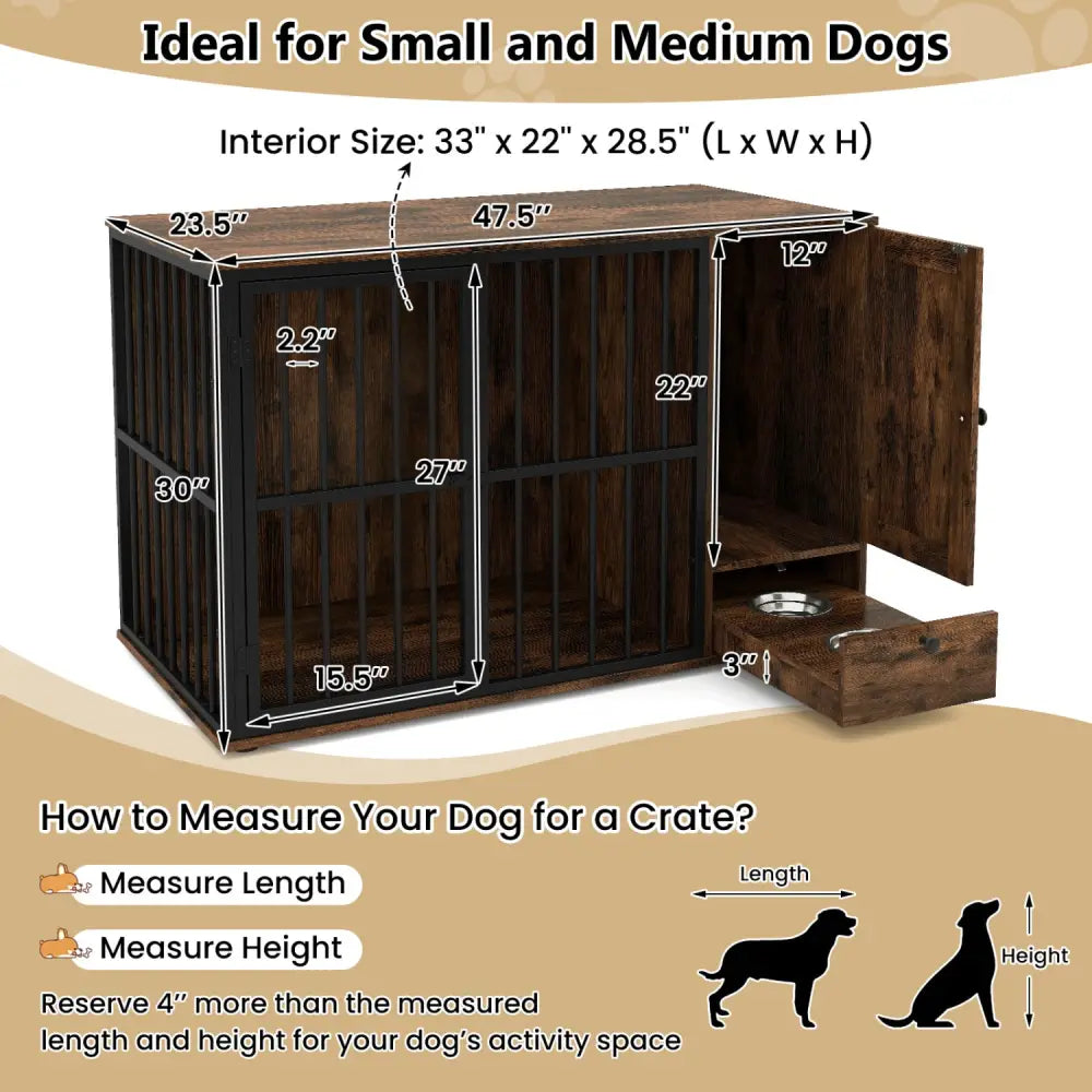 Dog Crate Furniture & Cooling Gel Dog Bed for Small and Medium Dogs - Brown - Dog Kennels