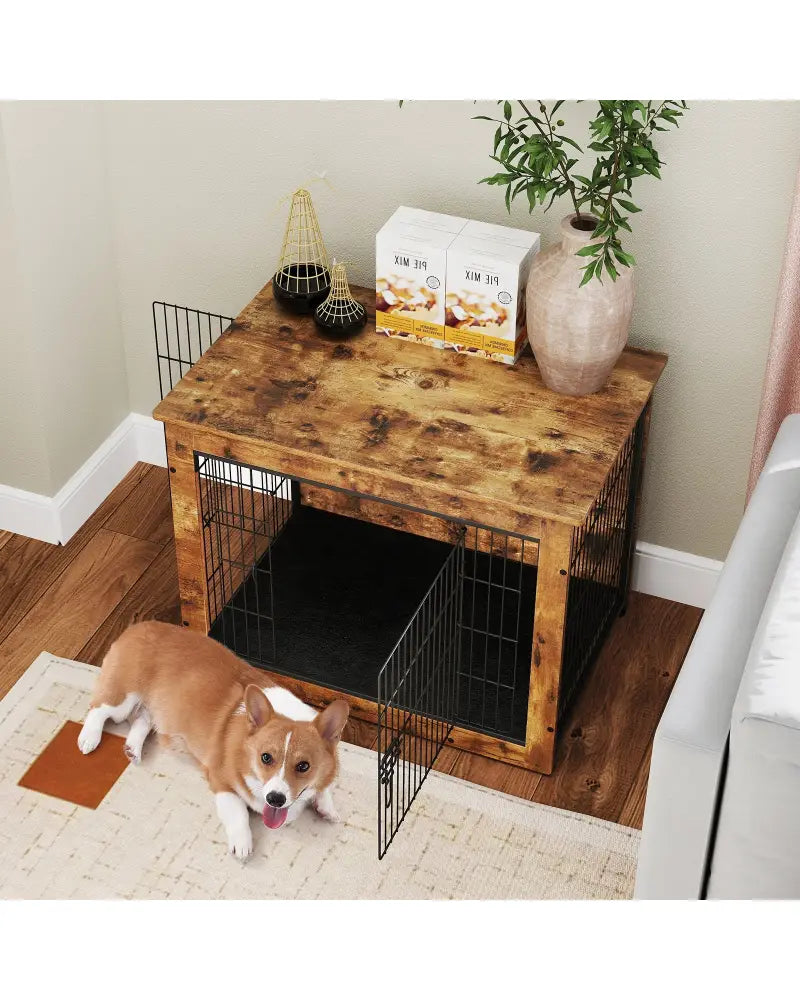 Dog Crate Furniture with Cushion and Double Doors for Small/Medium Dogs-33 Inches - Dog Kennels
