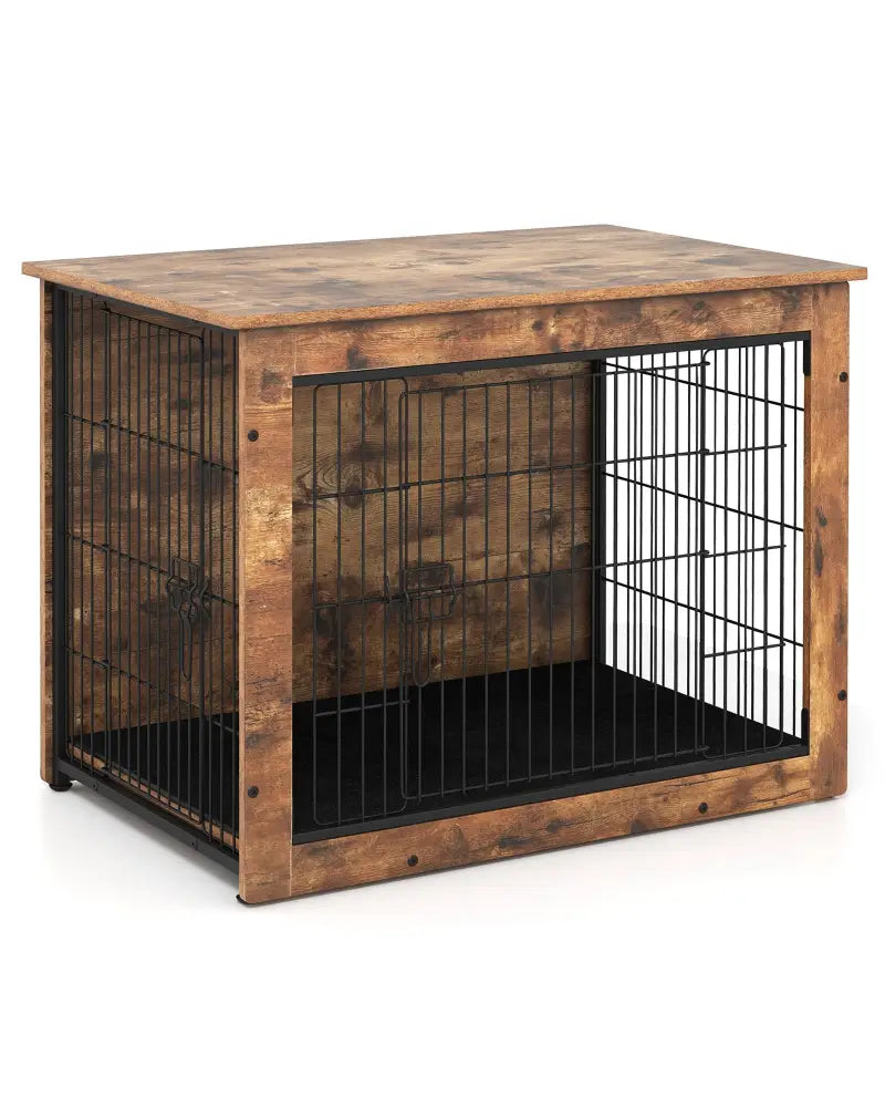 Dog Crate Furniture with Cushion and Double Doors for Small/Medium Dogs-33 Inches - Dog Kennels