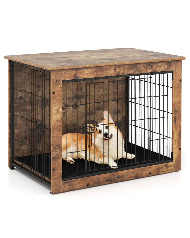 Dog Crate Furniture with Cushion and Double Doors for Small/Medium Dogs-33 Inches - Dog Kennels