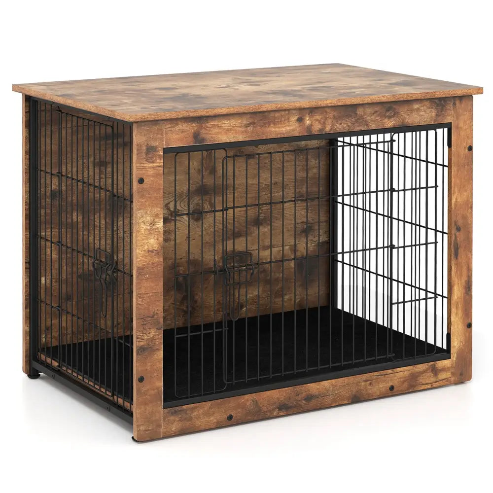 Dog Crate Furniture with Cushion and Double Doors for Small/Medium Dogs-33 Inches - Dog Kennels