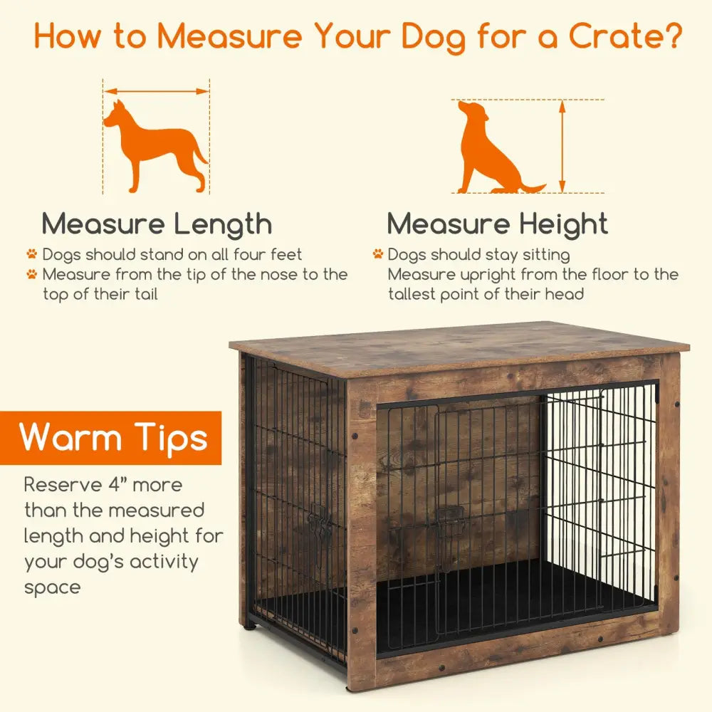Dog Crate Furniture with Cushion and Double Doors for Small/Medium Dogs-33 Inches - Dog Kennels