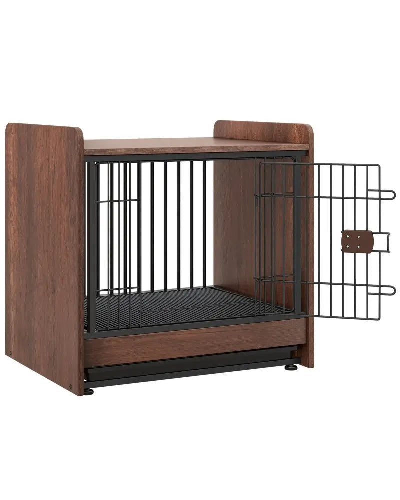 Dog Crate Indoor Dog Cage with Removable Tray and Lockable Door - Rustic Brown - Dog Kennels