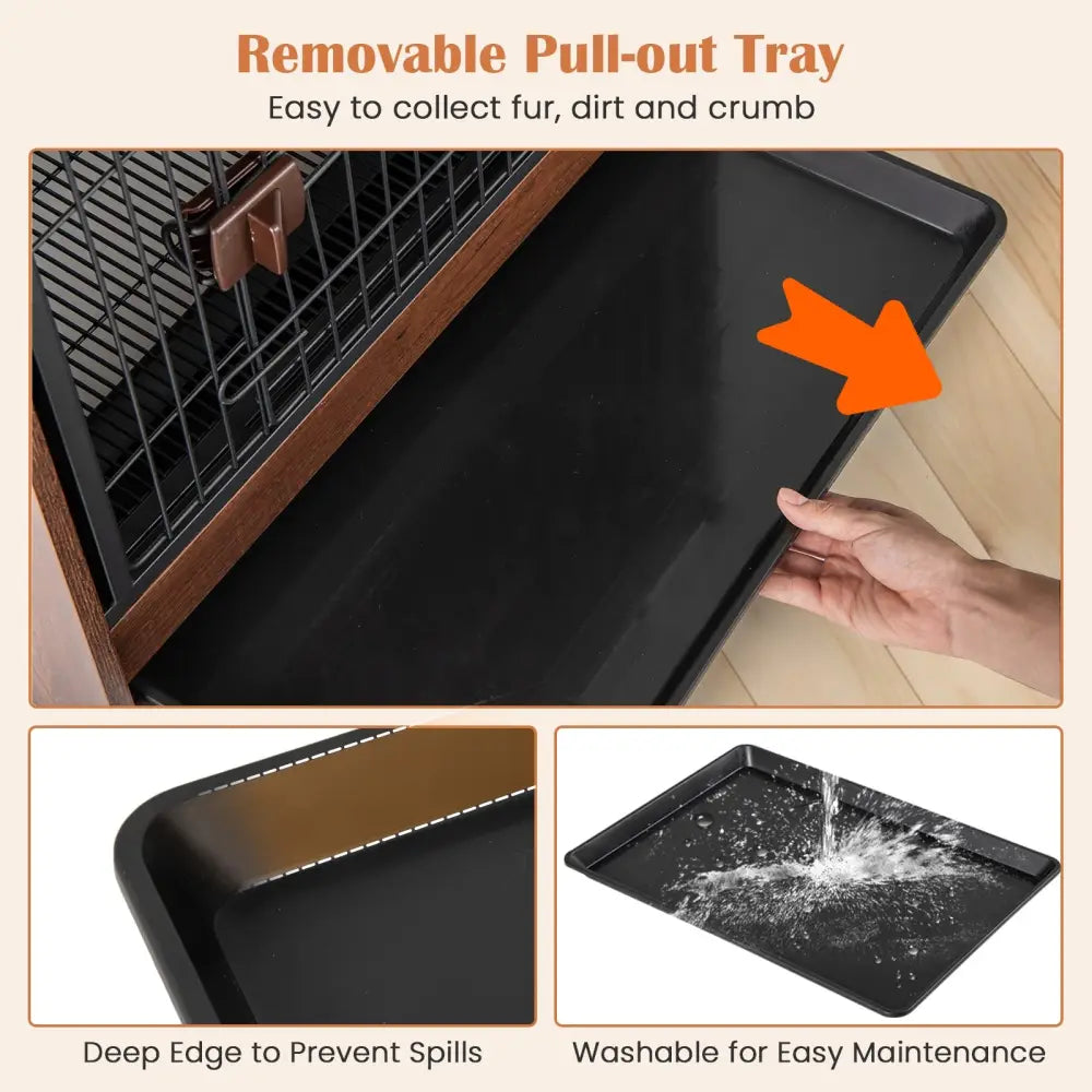 Dog Crate Indoor Dog Cage with Removable Tray and Lockable Door - Rustic Brown - Dog Kennels