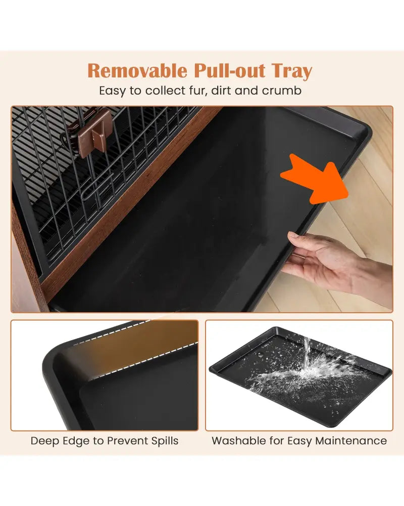 Dog Crate Indoor Dog Cage with Removable Tray and Lockable Door - Rustic Brown - Dog Kennels