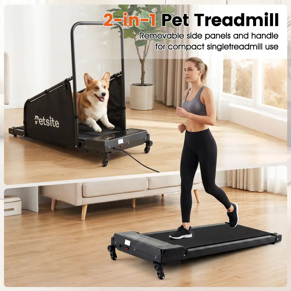 Dog Treadmill with Remote Control and LCD Display for Small Medium Dogs-Black - Black - Dog Supplies