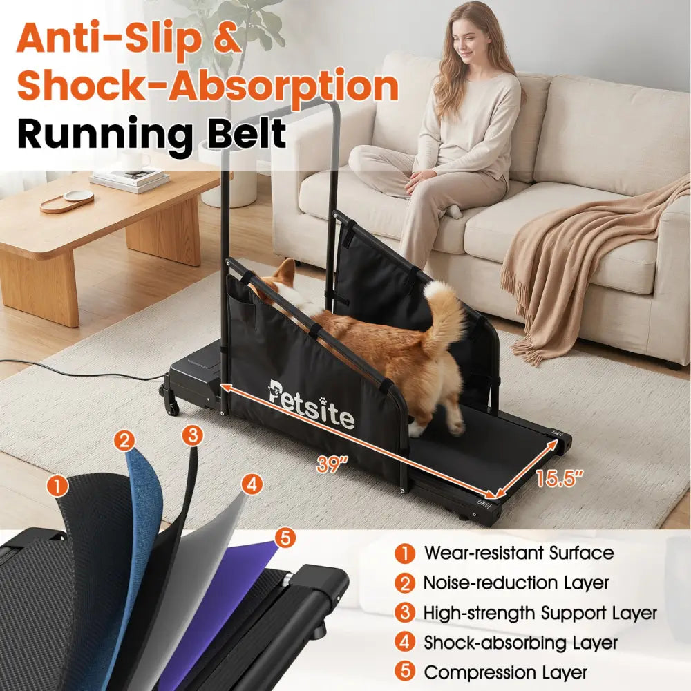 Dog Treadmill with Remote Control and LCD Display for Small Medium Dogs-Black - Black - Dog Supplies