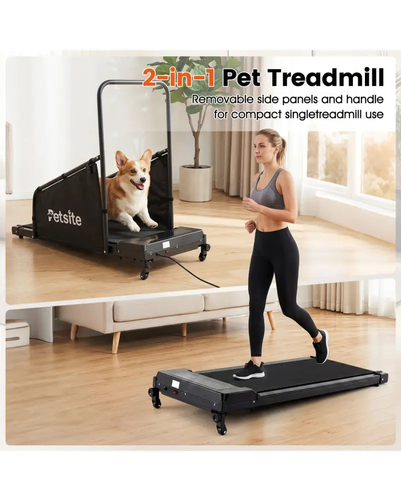 Dog Treadmill with Remote Control and LCD Display for Small Medium Dogs-Black - Black - Dog Supplies