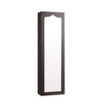 Door Hanging Mirror Jewelry Armoire with Full Length Mirror and 6 Drawers-Coffee - Brown - Jewelry Armoires