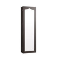 Door Hanging Mirror Jewelry Armoire with Full Length Mirror and 6 Drawers-Coffee - Brown - Jewelry Armoires