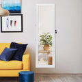 Door Mounted Lockable Mirrored Jewelry Cabinet with LED Lights - White - Jewelry Armoires