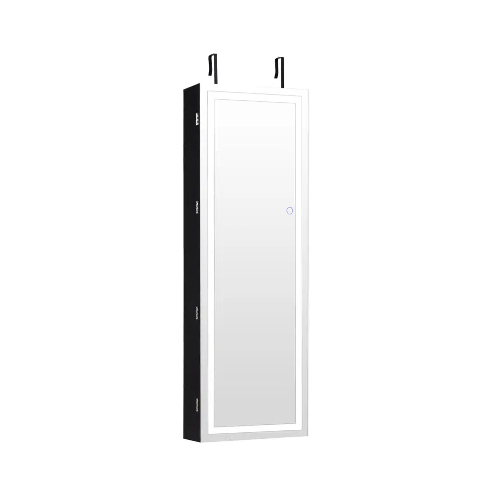Door Wall Mount Touch Screen Mirrored Jewelry Cabinet-Black - Black - Jewelry Armoires