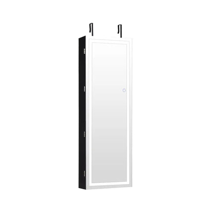 Door Wall Mount Touch Screen Mirrored Jewelry Cabinet-Black - Black - Jewelry Armoires