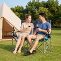 Double Camping Chair with Carry Bag Cup Holders-Blue - Blue - Camping Furniture