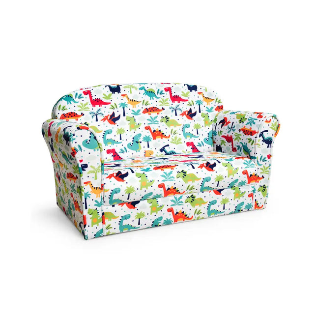 Double Kids Dinosaur Sofa Children Armrest Couch - Multicolor - Kids Chairs & Seating