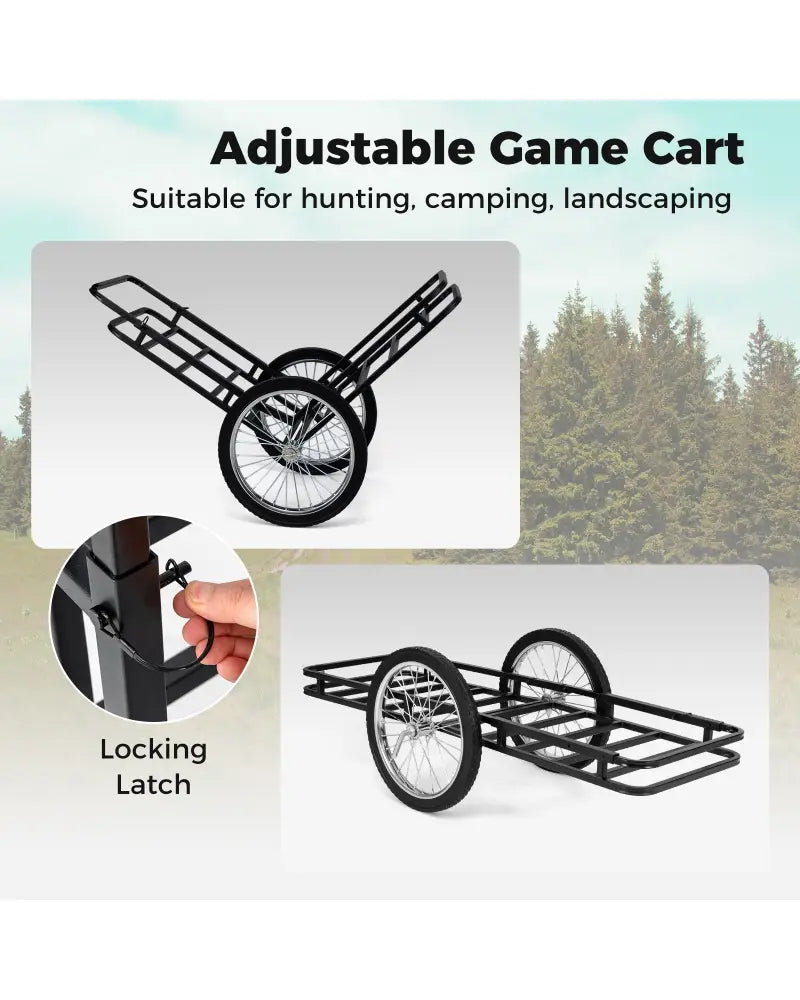 Double-Layer Deer Cart with 20 Inch Rubber Wheels - Black - Camping