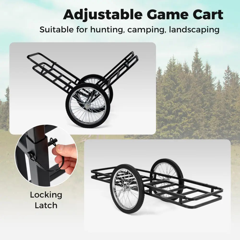 Double-Layer Deer Cart with 20 Inch Rubber Wheels - Black - Camping