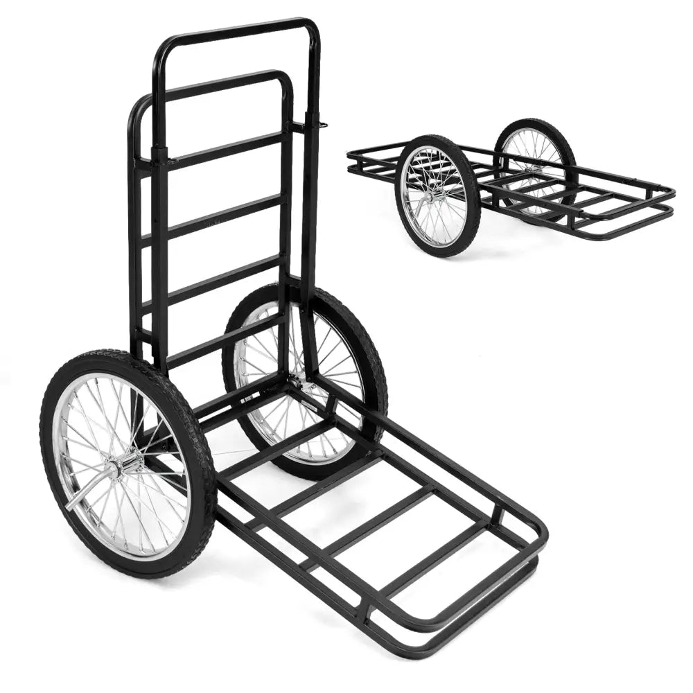 Double-Layer Deer Cart with 20 Inch Rubber Wheels - Black - Camping