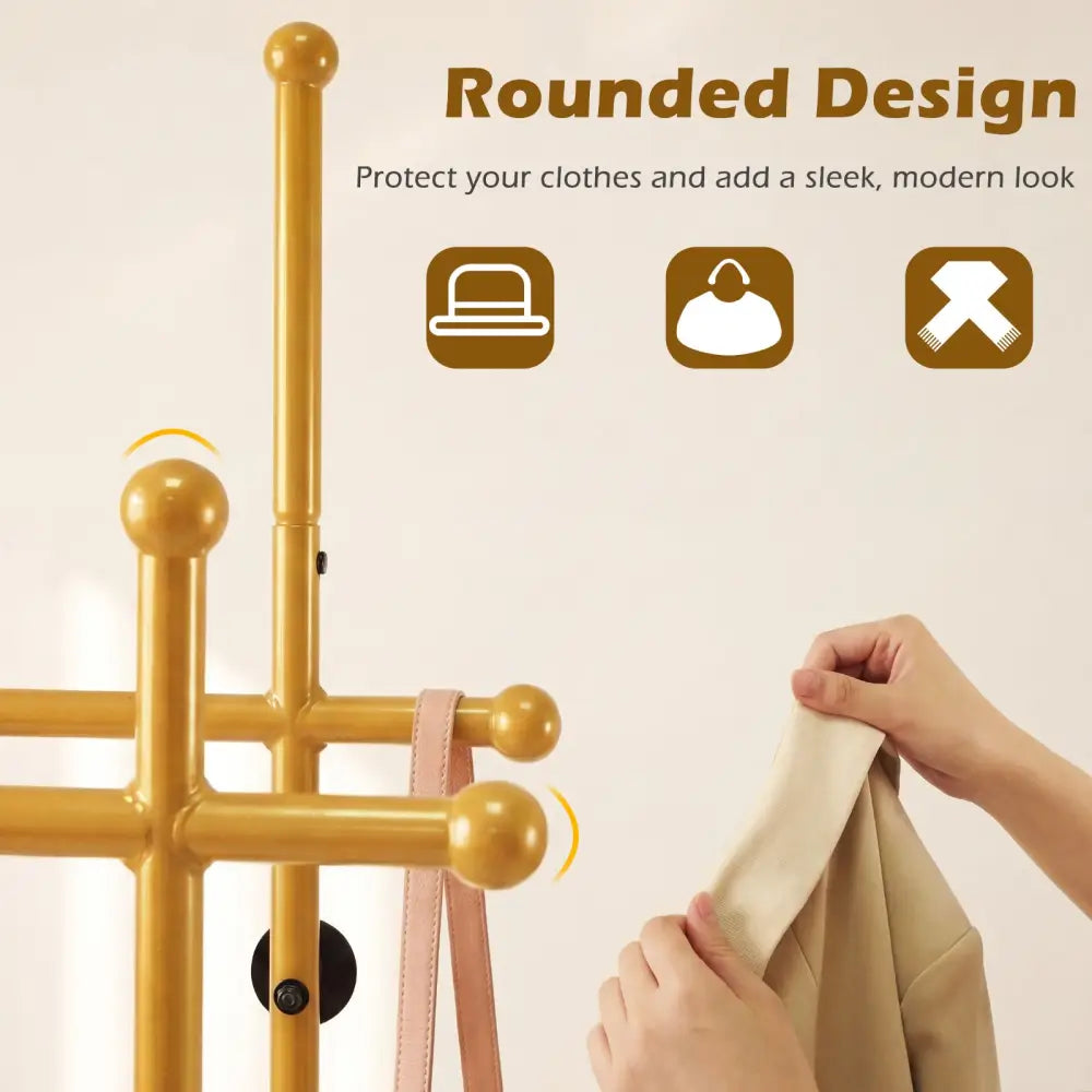 Double Rods Garment Rack for Hanging Clothes-Gold - Gold - Clothing & Closet Storage