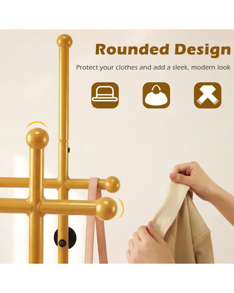 Double Rods Garment Rack for Hanging Clothes-Gold - Gold - Clothing & Closet Storage
